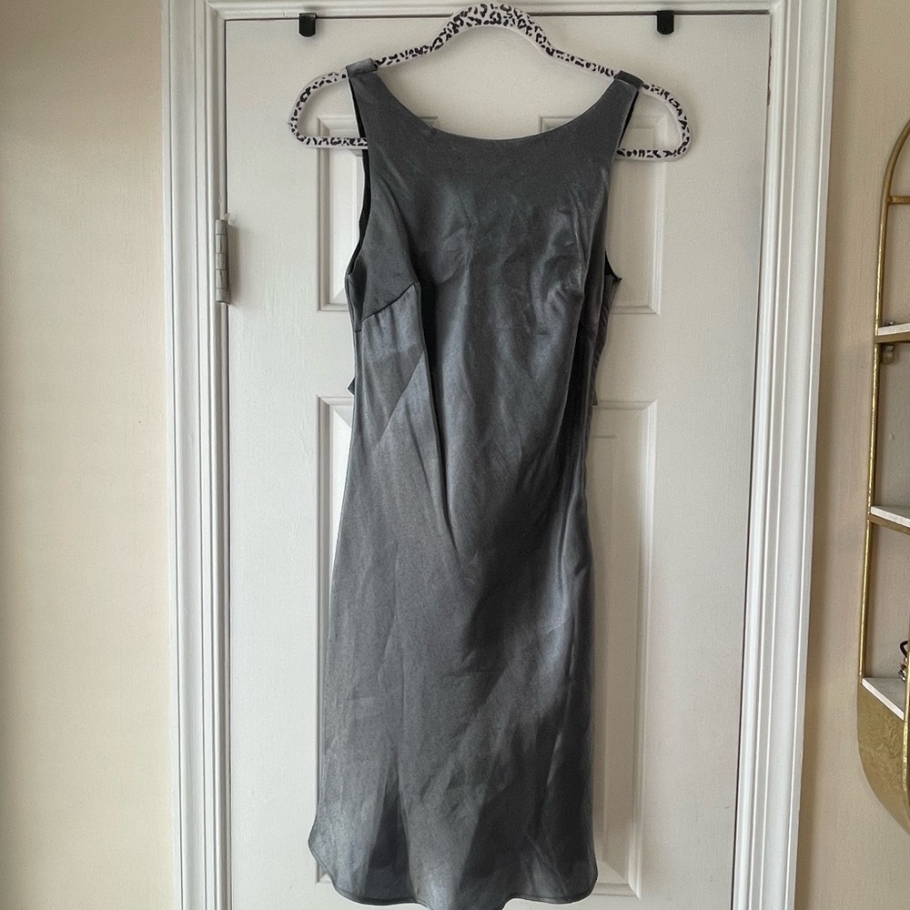 Metallic Silver Gray Vintage Mini Dress